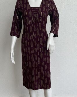 Abstract golden print on wine kurta